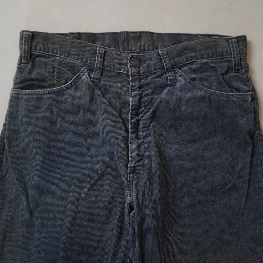 Vintage Levis Corduroy Pants 34x28 Mens 80s Grey White Tab Straight Leg Cord